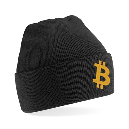 Bitcoin-Beanie bestickt mit dem Bitcoin-Symbol B