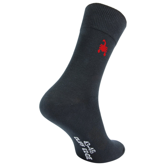 Business-Socken mit Sternzeichen Skorpion und Wunschtext bestickt