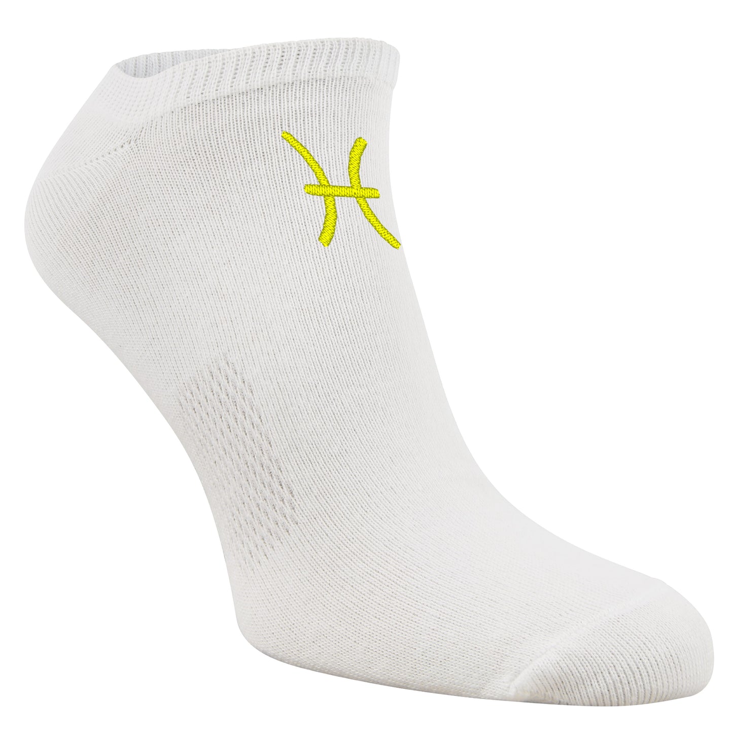 Sneaker-Socken mit Sternzeichen Fische-Sign und Wunschtext bestickt