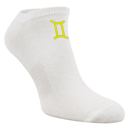 Sneaker-Socken mit Sternzeichen Zwillinge-Sign und Wunschtext bestickt