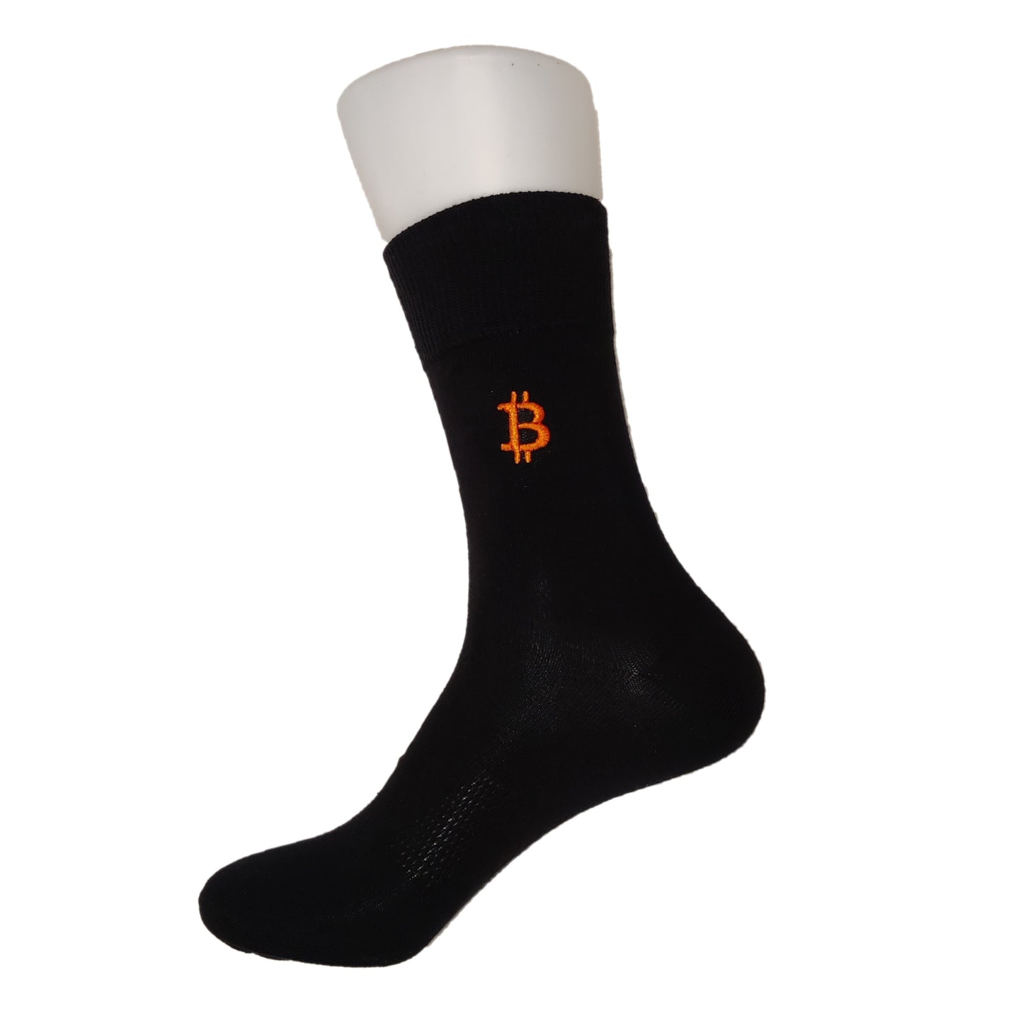 Business-Socken mit Bitcoin-Logo und Wunschtext